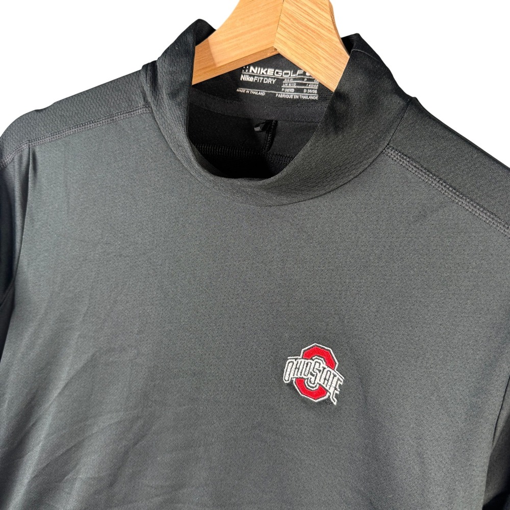 Nike Golf Ohio State Buckeyes Mock Neck Long Sleeve Shirt Black Small Fit DRY
